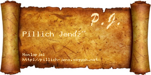 Pillich Jenő névjegykártya